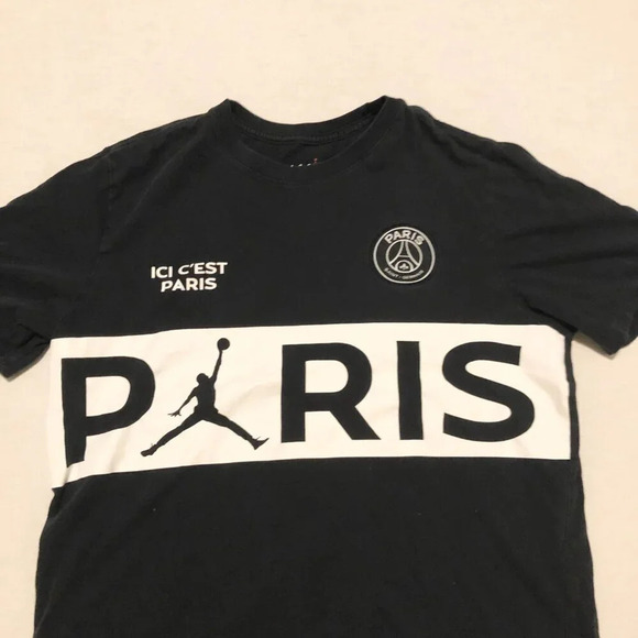 Nike Air Jordan Paris Saint Germain  PSG Black Shirt Mens Medium - Picture 4 of 16